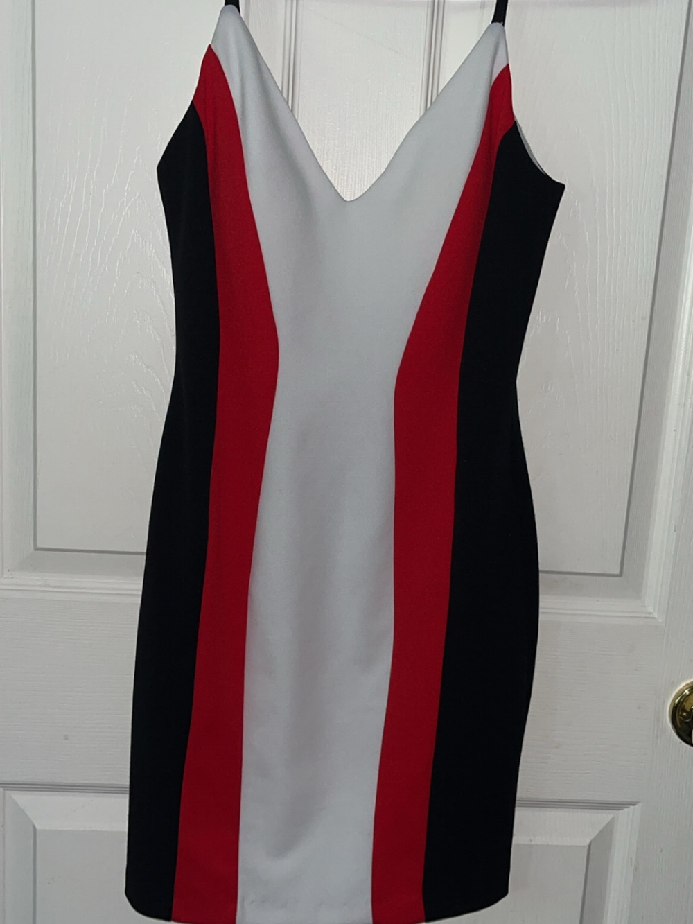 Jump Colorblock V-Neck Mini Dress - Red, White & Black